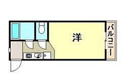パンブロスII 4階ワンルームの間取り
