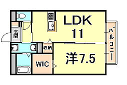 フレッツァ西宮堤町 1LDKの間取図画像