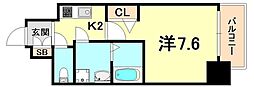 ポルト・ボヌール神戸湊川公園 1Kの間取図画像