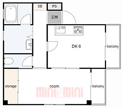ソレイユ明石 1DKの間取図画像