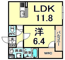メゾンドラパン 1LDKの間取図画像
