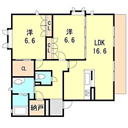 パルティール東須磨A 2LDKの間取図画像