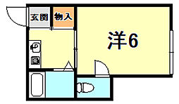 東峰コーポ 1Kの間取図画像