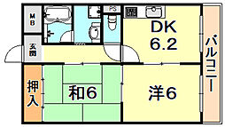 サン住吉川 2DKの間取図画像