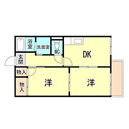 若木ハイツ 2DKの間取図画像