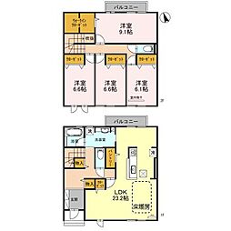 六麓荘ヒルズE棟 4LDKの間取図画像
