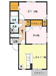 チェリーブロッサム 2LDKの間取図画像