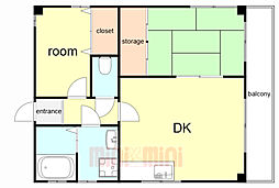 クレスト羽坂 2DKの間取図画像