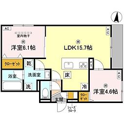 大阪市淀川区三津屋南2丁目アパート 2LDKの間取図画像