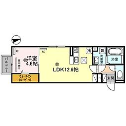 ハビタシオン神戸 1LDKの間取図画像