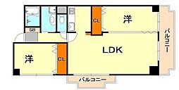 グランドビスタ北野 2LDKの間取図画像