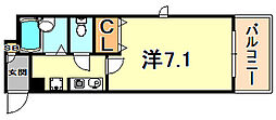 ヴェルディ神戸 1Kの間取図画像