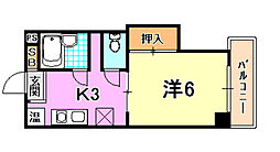 アネックス花 1Kの間取図画像