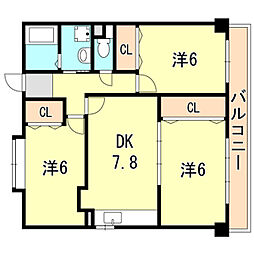 パールハイツ荒田 3DKの間取図画像