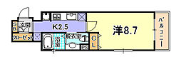 アルファレガロ兵庫 1Kの間取図画像