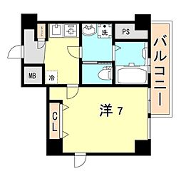 キューブコート 1Kの間取図画像