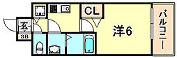 プレサンスKOBEティアラ 1Kの間取図画像