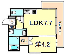 SDグランツ神戸水木通 1LDKの間取図画像
