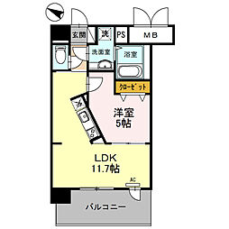 新神戸ヴィータ 1LDKの間取図画像