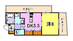 アスヴェルみなと元町オーシャンフロント 1DKの間取図画像