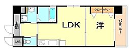 プリオーレ三宮 1LDKの間取図画像