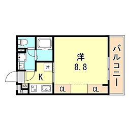 リブリ・SkyblueRISE 1Kの間取図画像