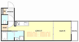 (仮称)  LIX 神戸松原通 1LDKの間取図画像