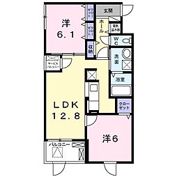 アクヘドールカーサ 2LDKの間取図画像