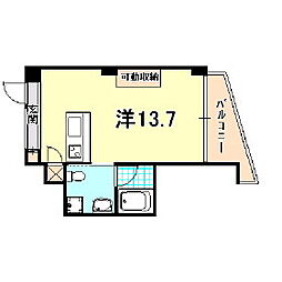 ロイスグラン神戸湊川公園 ワンルームの間取図画像