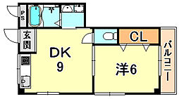 エスポワール三川口 1LDKの間取図画像