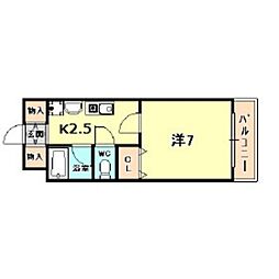 北野マンション 1Kの間取図画像