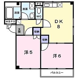 カサマローネ 2DKの間取図画像