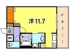 プレジール三ノ宮 ワンルームの間取図画像