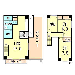昭和レジデンス 3LDKの間取図画像