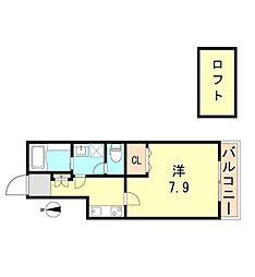 THECITY板宿 1Kの間取図画像