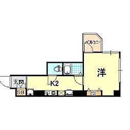 CITYSPIRE神戸元町 1Kの間取図画像