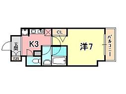 CITYSPIRE神戸元町1 1Kの間取図画像