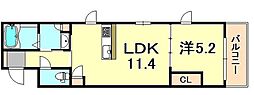 ユニテ神戸駅前 1LDKの間取図画像