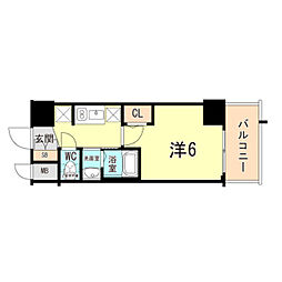 エステムコート神戸湊町 1Kの間取図画像