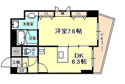 カイセイ神戸海岸通2 1DKの間取図画像