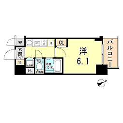 プレサンス神戸西スパークリング 1Kの間取図画像