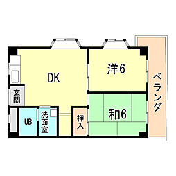 ハイツ菊水 2DKの間取図画像