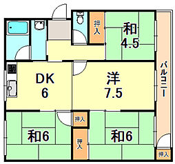 名谷4団地21号棟 4DKの間取図画像