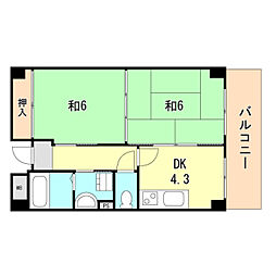 シャロン鷹取東 2DKの間取図画像
