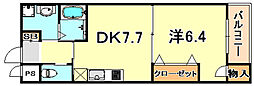 夢野アパートメント 1DKの間取図画像
