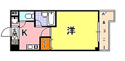 アルパ三宮 1Kの間取図画像