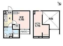 サンクス東須磨 1Kの間取図画像