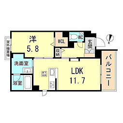 シャーメゾンGardens須磨海岸 1LDKの間取図画像