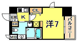 エステムコート三宮駅前3マジェスティ 1Kの間取図画像