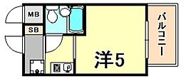 ライオンズマンション三宮 ワンルームの間取図画像